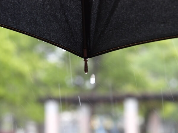 傘と雨の街